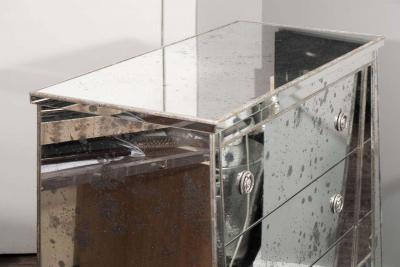 Custom Ball Foot Mirrored Commode with Silver Leaf Trim