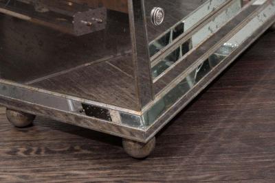 Custom Ball Foot Mirrored Commode with Silver Leaf Trim