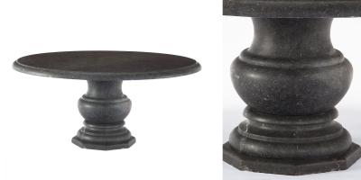 Custom Belgian Belgian Bluestone Round Dining Center Table with Baluster Base