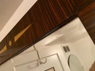 Custom Beveled Art Deco Macassar and inlay Tall Vertical Mirror