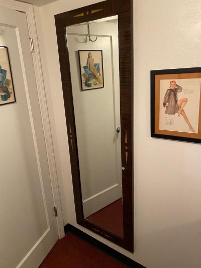 Custom Beveled Art Deco Macassar and inlay Tall Vertical Mirror