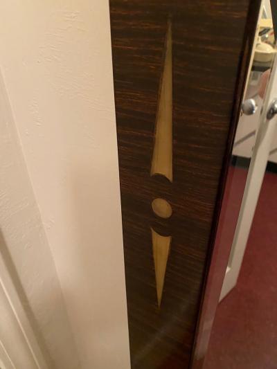 Custom Beveled Art Deco Macassar and inlay Tall Vertical Mirror