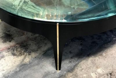 Custom Black and Brass Magnifying Lens Coffee Table