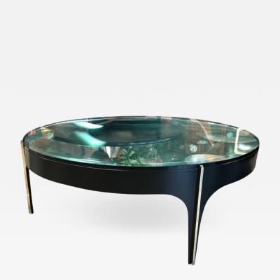 Custom Black and Brass Magnifying Lens Coffee Table