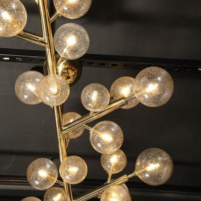 Custom Branch Form Hand blown Murano Glass w 24k Gold Brass Fitted Chandelier