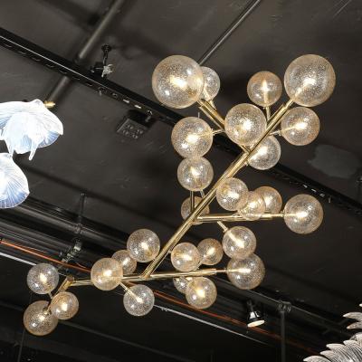 Custom Branch Form Hand blown Murano Glass w 24k Gold Brass Fitted Chandelier