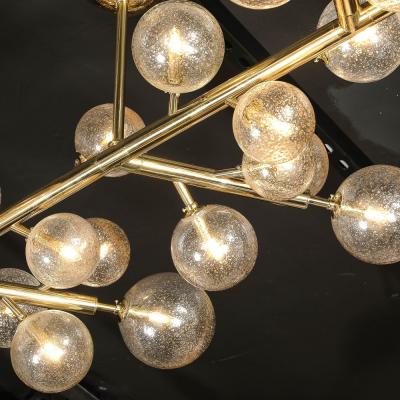 Custom Branch Form Hand blown Murano Glass w 24k Gold Brass Fitted Chandelier