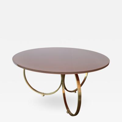 Custom Brass Coffee Table with Reverse Painted Glass Top