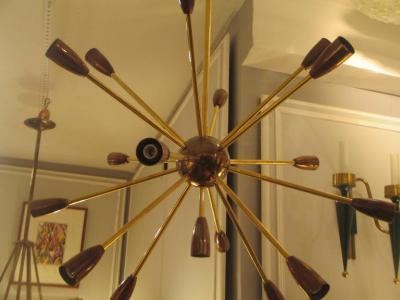 Custom Brass and Copper Sputnik Chandelier with 14 Arms
