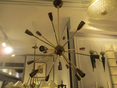 Custom Brass and Copper Sputnik Chandelier with 14 Arms