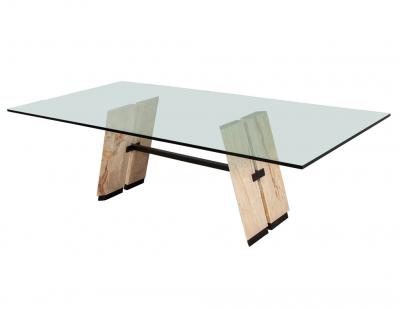 Custom Cantilever Stone Glass Top Dining Table