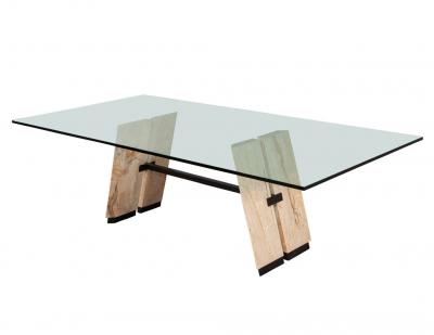 Custom Cantilever Stone Glass Top Dining Table