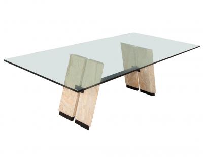 Custom Cantilever Stone Glass Top Dining Table