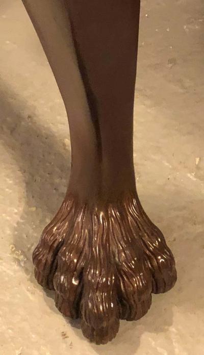 Custom Carved Console Table with Claw Feet and Carved Heads circa 1940s