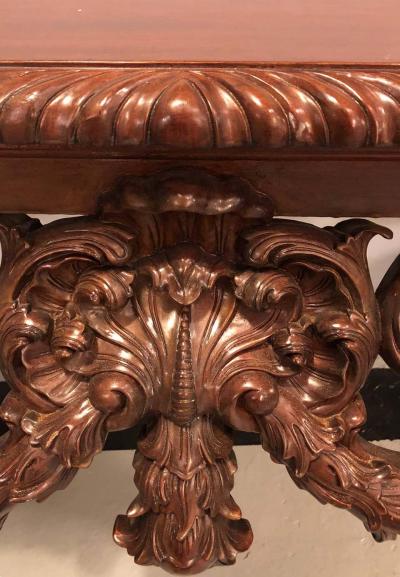 Custom Carved Console Table with Claw Feet and Carved Heads circa 1940s