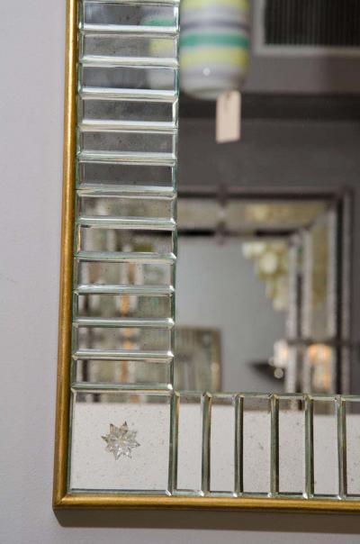 Custom Clear Mirror in Mirror Baguettes and Gold Leaf Frame