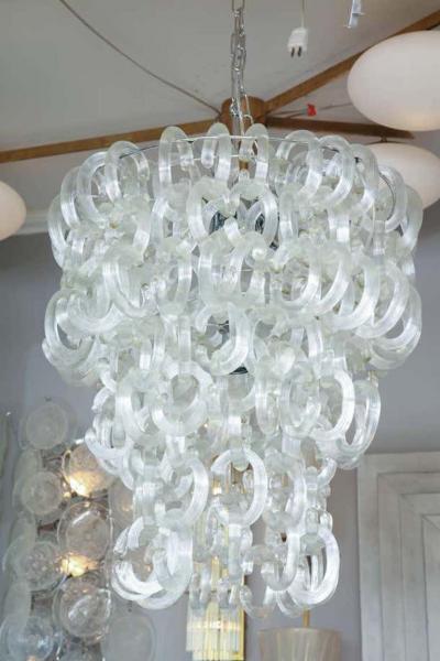 Custom Clear Murano Glass C Link Chandelier