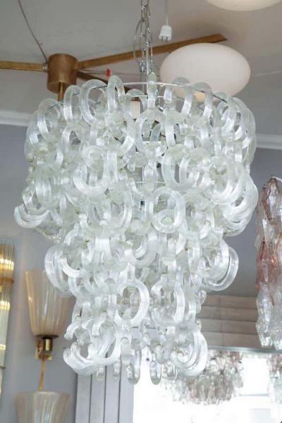 Custom Clear Murano Glass C Link Chandelier
