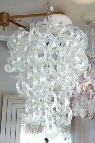 Custom Clear Murano Glass C Link Chandelier