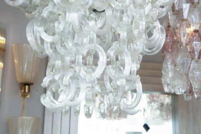 Custom Clear Murano Glass C Link Chandelier