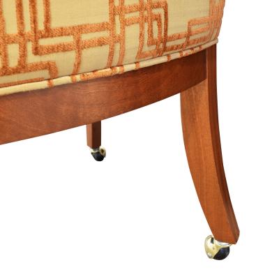 Custom Desk Vanity Chair in Walnut on Brass Castors 1990s