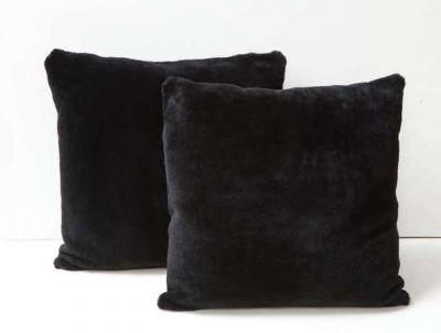 Custom Double Sided Merino Shearling Pillow in Black Color