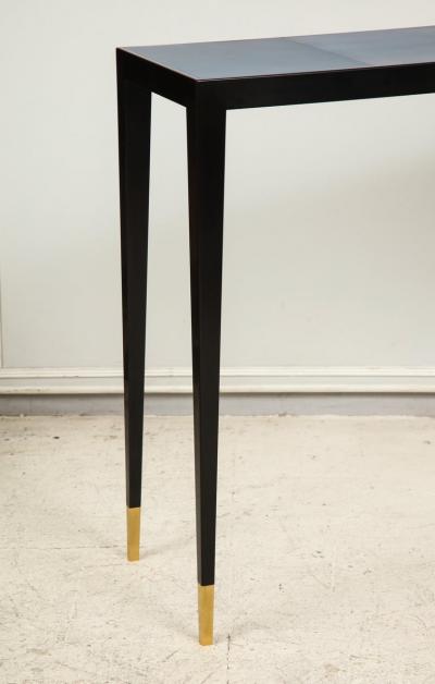 Custom Ebonized Console with Blue Parchment Top