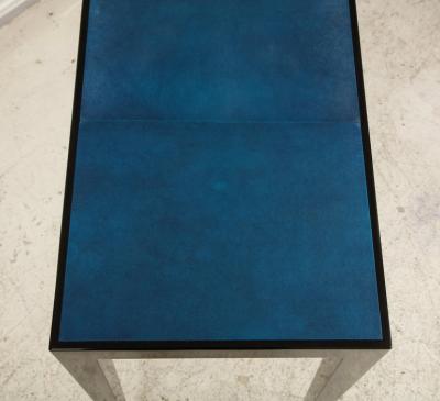Custom Ebonized Console with Blue Parchment Top