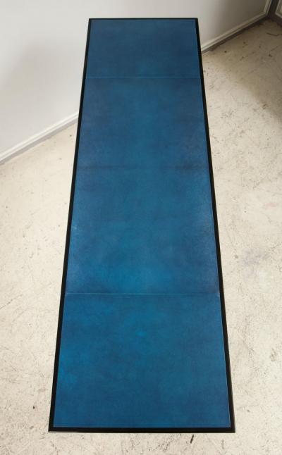 Custom Ebonized Console with Blue Parchment Top