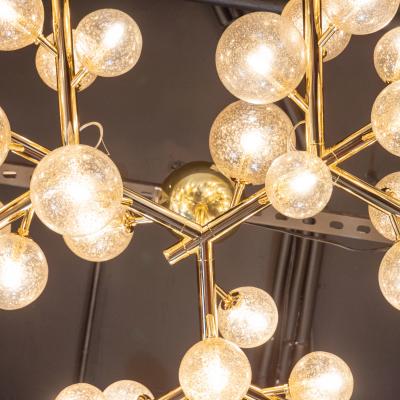 Custom Exclusive Polished Brass Murano Glass Molecular Snowflake Chandelier