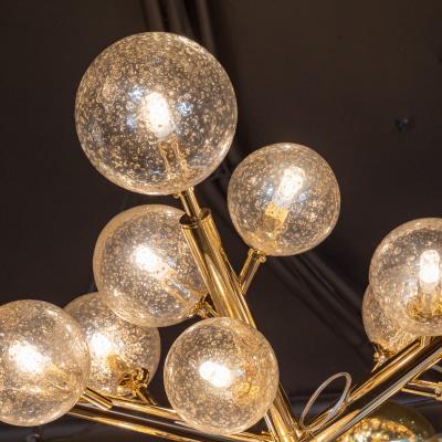 Custom Exclusive Polished Brass Murano Glass Molecular Snowflake Chandelier