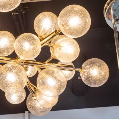 Custom Exclusive Polished Brass Murano Glass Molecular Snowflake Chandelier