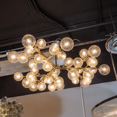 Custom Exclusive Polished Brass Murano Glass Molecular Snowflake Chandelier