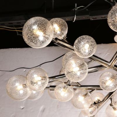 Custom Exclusive Polished Nickel Murano Glass Molecular Snowflake Chandelier
