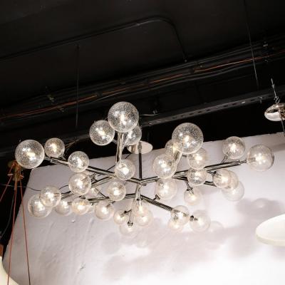 Custom Exclusive Polished Nickel Murano Glass Molecular Snowflake Chandelier