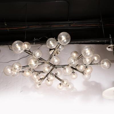 Custom Exclusive Polished Nickel Murano Glass Molecular Snowflake Chandelier