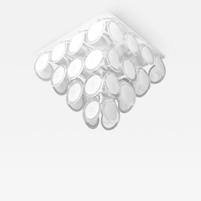 Custom Flush Mount White Murano Disc Lighting Fixture in the Manner of Vistosi