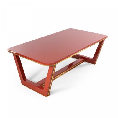 Custom French 1940s Style Red Lacquered Coffee Table