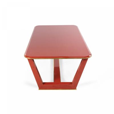 Custom French 1940s Style Red Lacquered Coffee Table