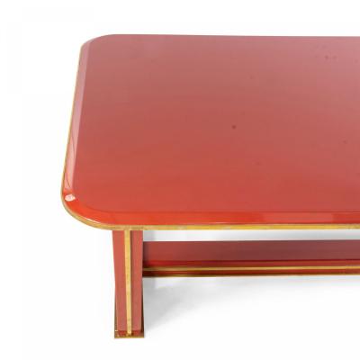 Custom French 1940s Style Red Lacquered Coffee Table
