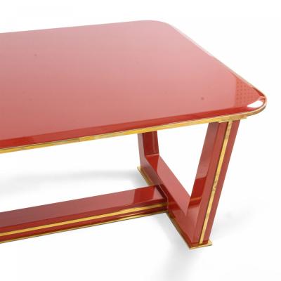 Custom French 1940s Style Red Lacquered Coffee Table