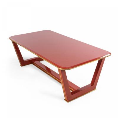 Custom French 1940s Style Red Lacquered Coffee Table