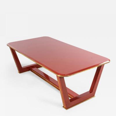 Custom French 1940s Style Red Lacquered Coffee Table