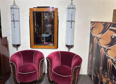 Custom French Style Art Deco Swivel Chairs Mohair