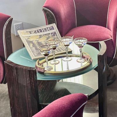 Custom French Style Art Deco Swivel Chairs Mohair