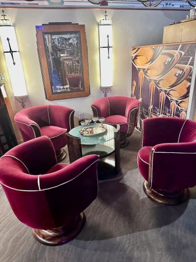 Custom French Style Art Deco Swivel Chairs Mohair