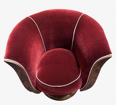 Custom French Style Art Deco Swivel Chairs Mohair