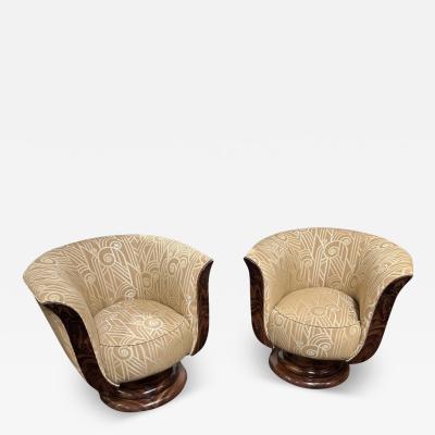 Custom French Style Art Deco Swivel Chairs Volute PatternFabric