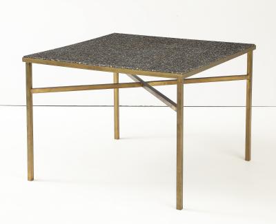 Custom Game Table Terrazzo Top With Brass Base
