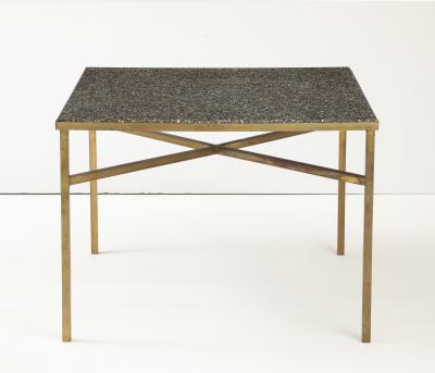 Custom Game Table Terrazzo Top With Brass Base